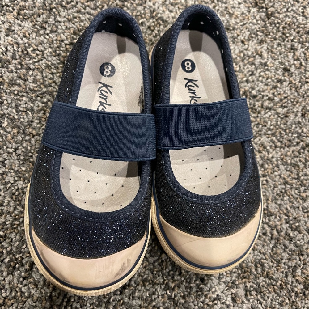 Girls Kurkside size 8 navy sparkle slip on shoes